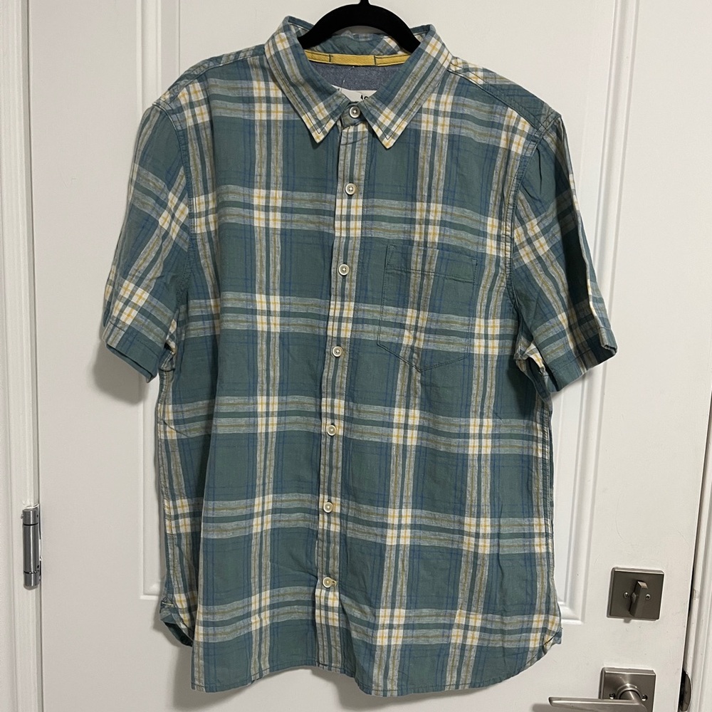 NWT - Fat Face Men's Linen Blended Check Short Sleeve Shirt - Size XL